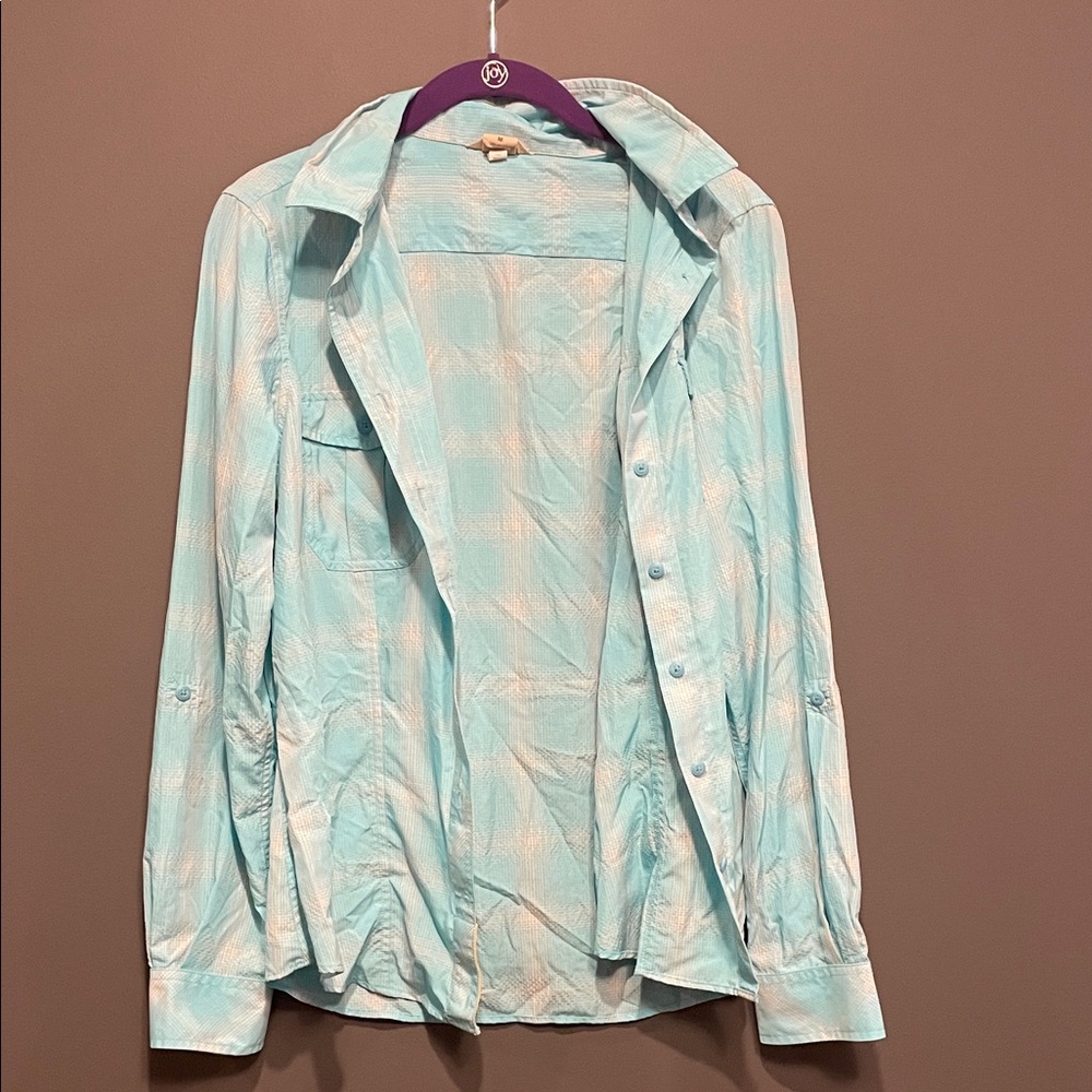 Duluth Trading Co Light Blue and Yellow Long Sleeve